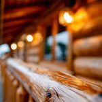 Log home exterior with natural wood siding, illustrating log home staining and maintenance in Northern Indiana.